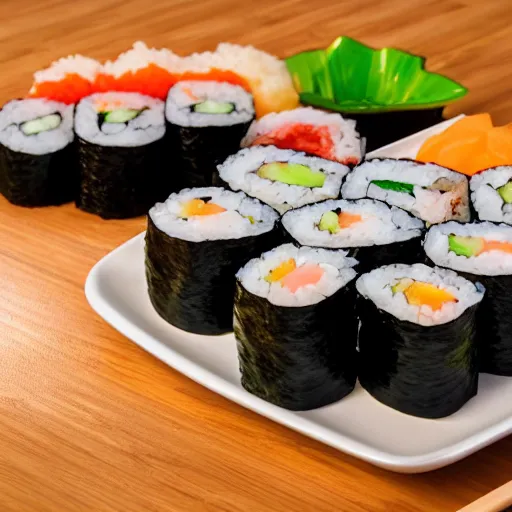 Image similar to Camera shot of sushi, 4k