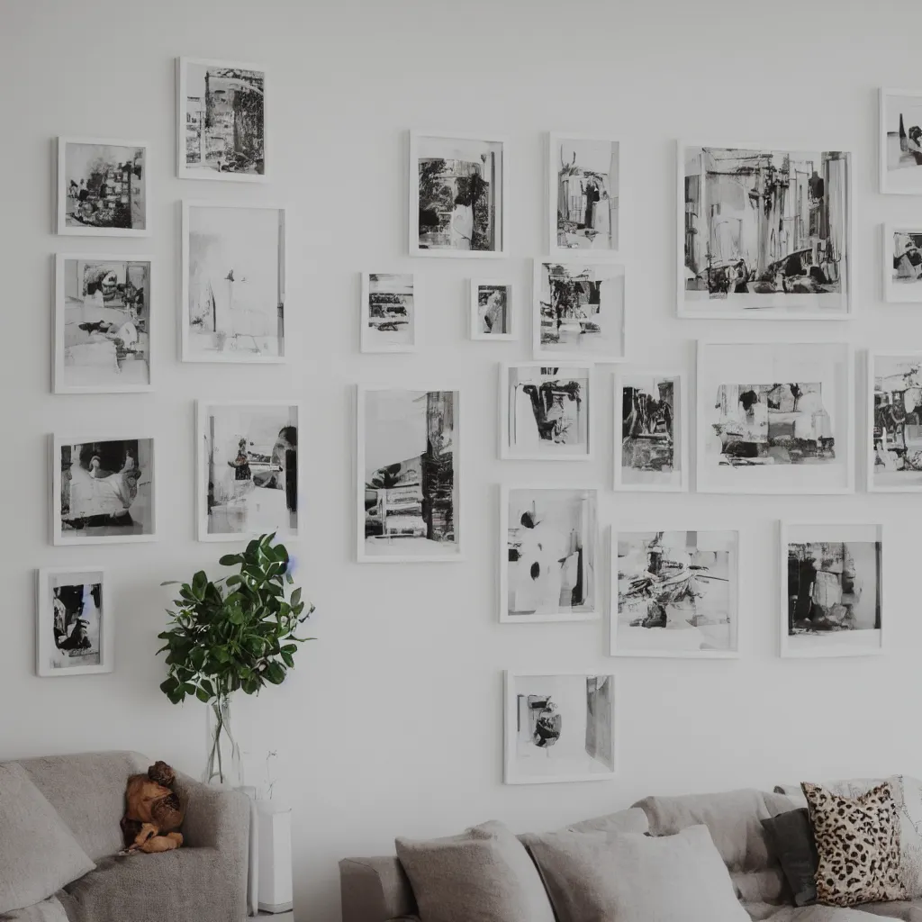 Image similar to three square picture frames on a white wall