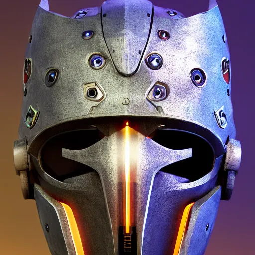 Image similar to cyberpunk viking helmet mask robot ninja illumination ray tracing hdr fanart arstation by sung choi and eric pfeiffer and gabriel garza and casper konefal