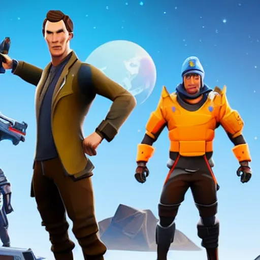 Prompt: benedict cumberbatch in fortnite, character render, full body shot, highly detailed, in game render