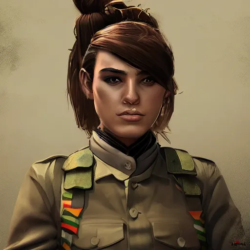 Prompt: a female peshmerga, by Sam Weber, Vertigo Comics, trending on Artstation