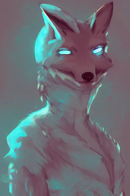 Image similar to a fox fursona, trending on artstation, by kawacy, furry art, digital art, cyberpunk, high quality, backlighting