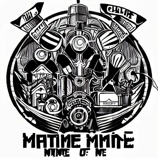 Image similar to tattoo design for a cult of the machine