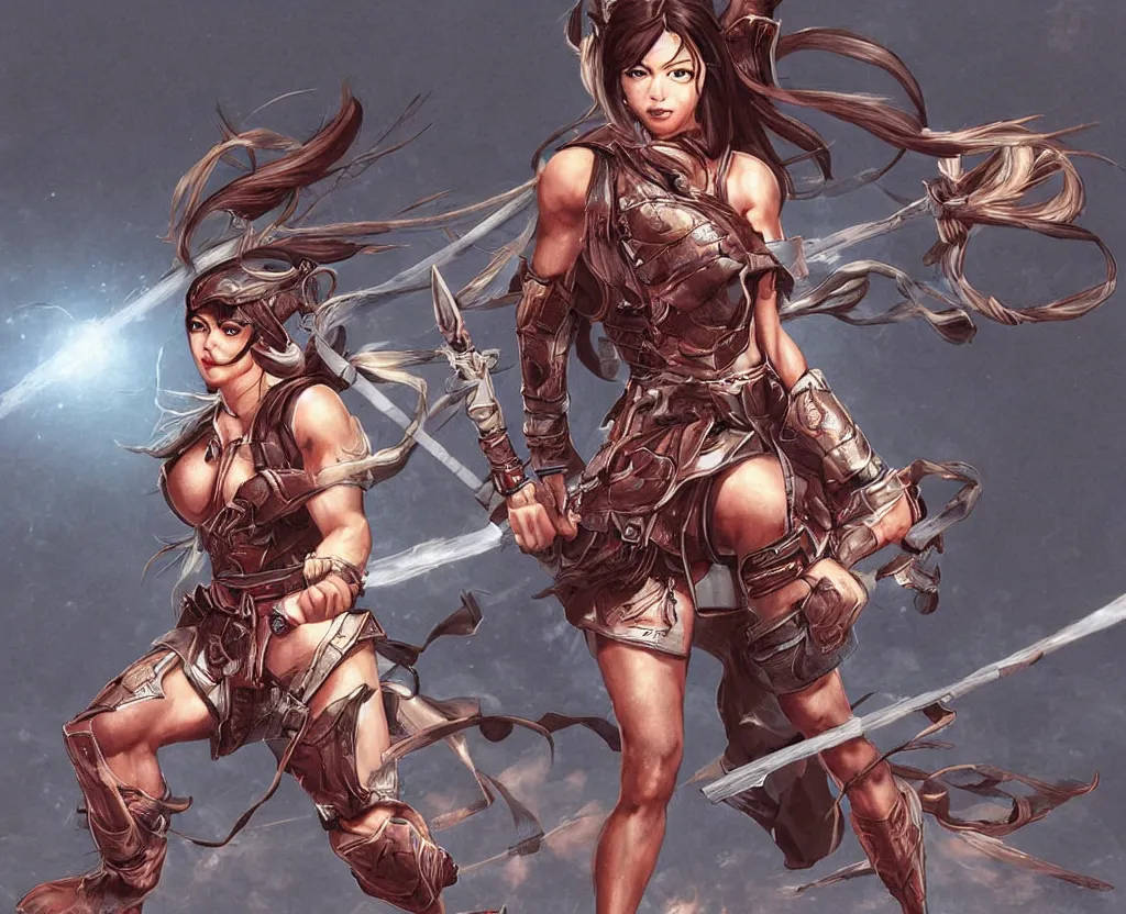 Image similar to woman warrior character illustration by shinkiro