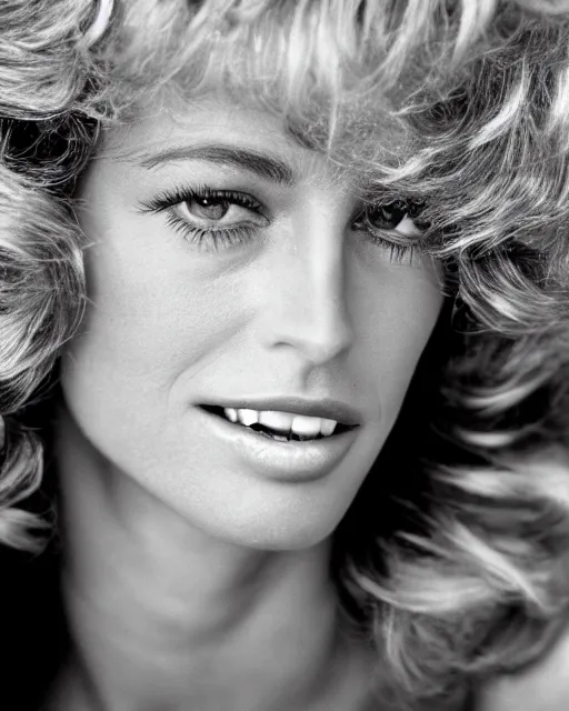 closeup portrait of a beautiful young farrah fawcett | Stable Diffusion