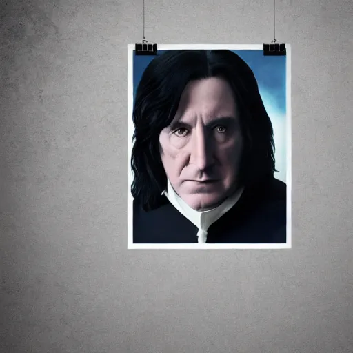 Prompt: A poster of Severus Snape wanted by the ministry ofof magic