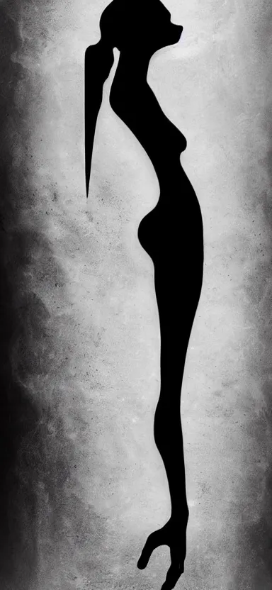 Image similar to perfect female body silhouette, liquid sculpture, astral clockwork, abstract shapes, photorealism, beautiful portrait, white and black latex mixture, black ink, body acts photography, abstract art, concept art, matte painting, elegant