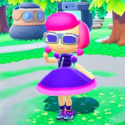 Image similar to Futuristic cybergoth Disney princess in Animal Crossing