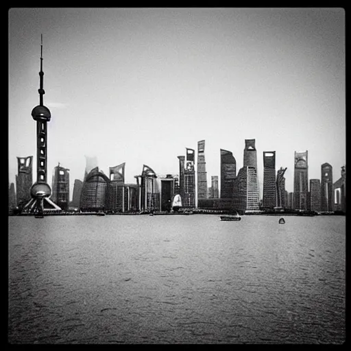 Image similar to “shanghai skyline photo by Ansel adams”