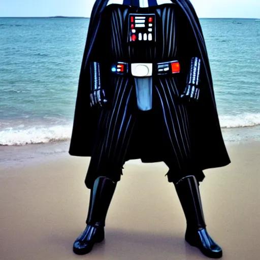 Prompt: darth vader on the beach