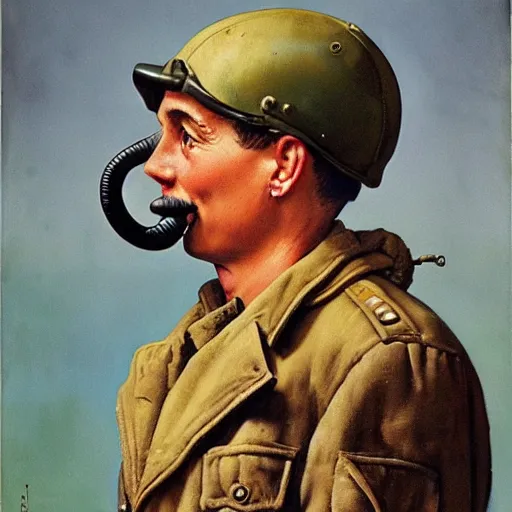 Prompt: An Elephant 1940's Aviator portrait, art by Norman Rockwell