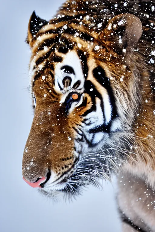 beautiful photo of a saber - toothed tiger in a snow | Stable Diffusion ...