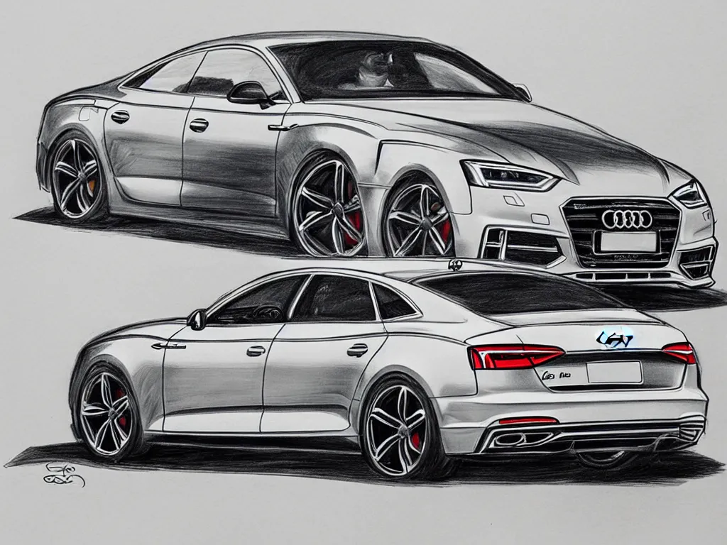 Image similar to a hand - drawn sketch of an audi s 5 sportback.