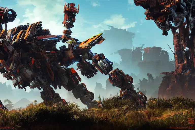 Image similar to scrapper machine mecha animal beast robot of horizon forbidden west horizon zero dawn bioluminiscence global illumination ray tracing hdr fanart arstation by sung choi and eric pfeiffer and gabriel garza and casper konefal