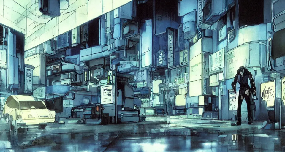 Prompt: Scene within the location called 'Public security section 9'. interior environment bg. Screenshot from an episode of the anime 'Ghost in the shell: Stand Alone Complex' (2003). Produced by 'Production I.G'. Original manga by Masamune Shirow. Art direction by Kazuki Higashiji and Yuusuke Takeda.