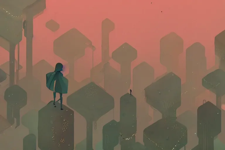 Prompt: landscape in the style of gris, trending on artstation