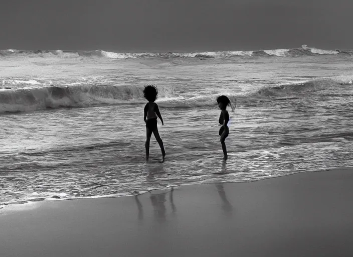 Prompt: a detailed photograph of a day at the beach by sally mann, photoreal, 4 k