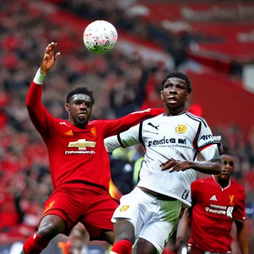 Image similar to Manchester United soccer club losing 14-0 to Liverpool FC