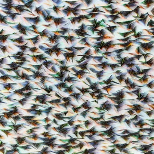 Image similar to a swarm of paper cranes by caravaggio