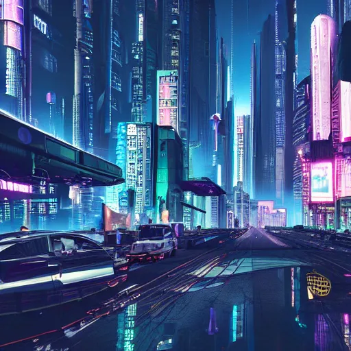 Image similar to beautiful cyberpunk city