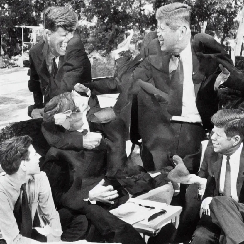 Image similar to vintage photo of president kennedy meeting with a lizard person