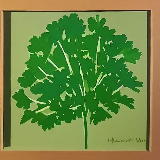 Prompt: parsley painted in the style of Alex Katz