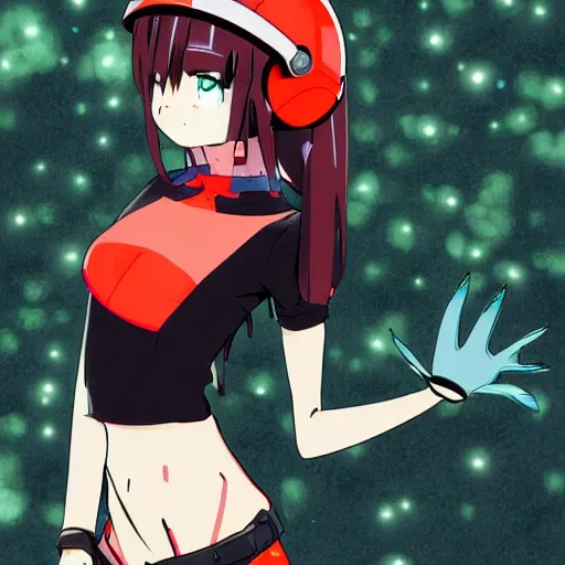 Prompt: anime girl with futuristic helmet, black hair with red highlights, rollerblades, cel - shading, 2 0 0 1 anime, flcl, jet set radio future, sunshine, neighborhood, trees, oak trees, suburban neighborhood, cel - shaded, strong shadows, vivid hues, y 2 k aesthetic