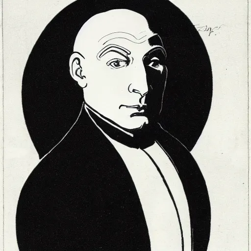 Prompt: jean luc picard by aubrey beardsley,