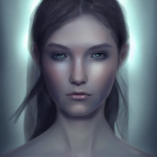 Image similar to human portrait, ethereal, face, crystal, intrincate, cgsociety, devianart