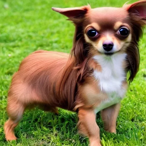 Prompt: cute brown long haired chihuahua