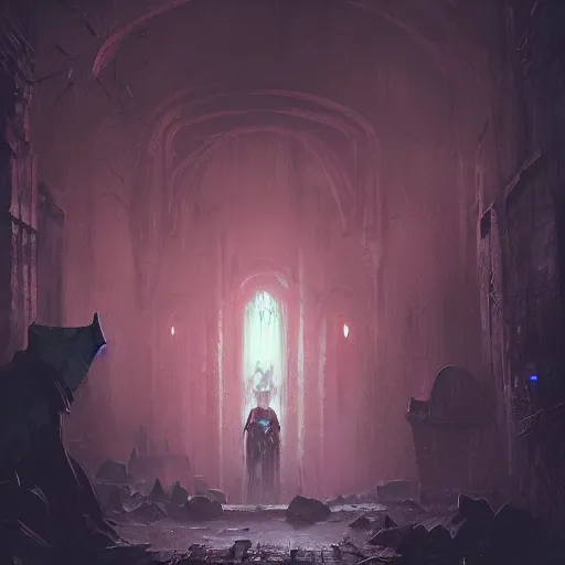 Image similar to damp and dark dungeon filled with the living dead and a necromancer, ,soft,light,bright,epic,awesome,digital art, by Simon baek and Greg rutkowski