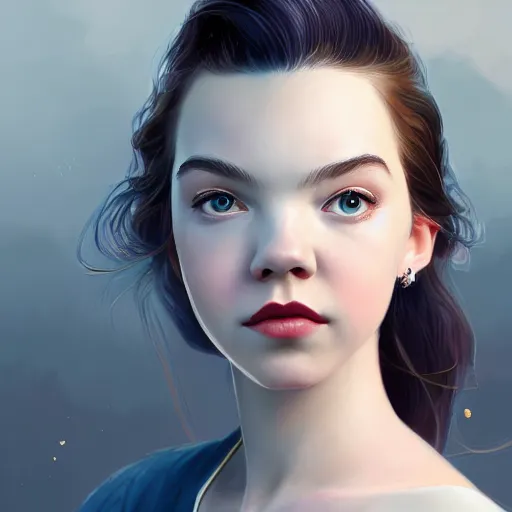 Image similar to a portrait of anya taylor - joy as a pixar character, beautiful, elegant, extremely detailed digital art, trending on artstation hyper realistic matte painting, by wlop, artgerm