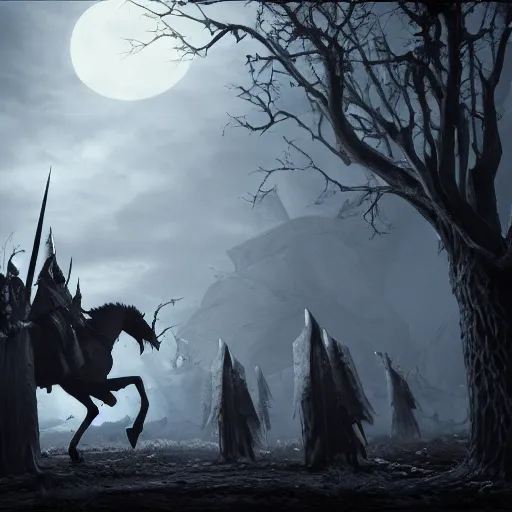 Image similar to shadows of the witch - king, 4 k, 3 d, dark art, belzinski