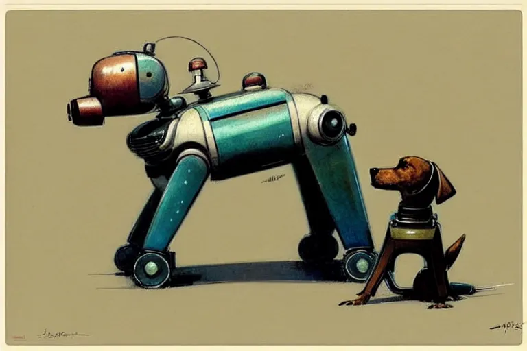 Image similar to ( ( ( ( ( 1 9 5 0 s retro future robot android dog. muted colors. ) ) ) ) ) by jean - baptiste monge!!!!!!!!!!!!!!!!!!!!!!!!!!!!!!