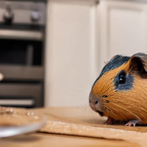 Image similar to a guinea pig baking cookies in a cozy french kitchen