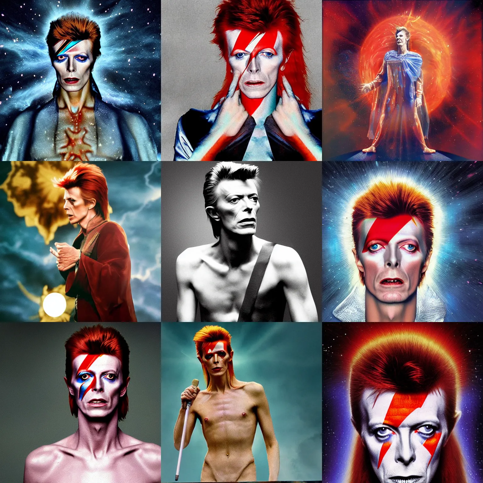Prompt: david bowie as god, hd