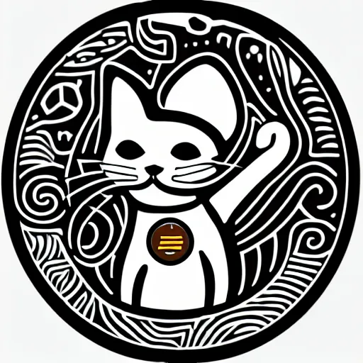 Image similar to Professional logo. Cat holding with a coin. Abstract, Pictorial, Intricate design, creative, vivid, 8k, svg.