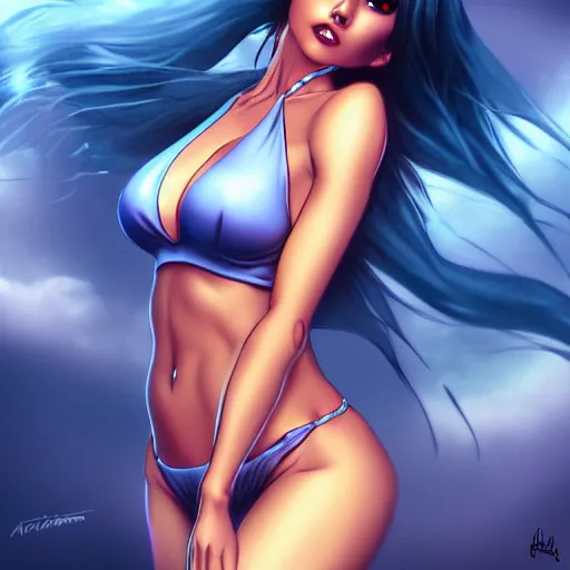 Image similar to Ghost bride in a bikini, beautiful, by artgerm