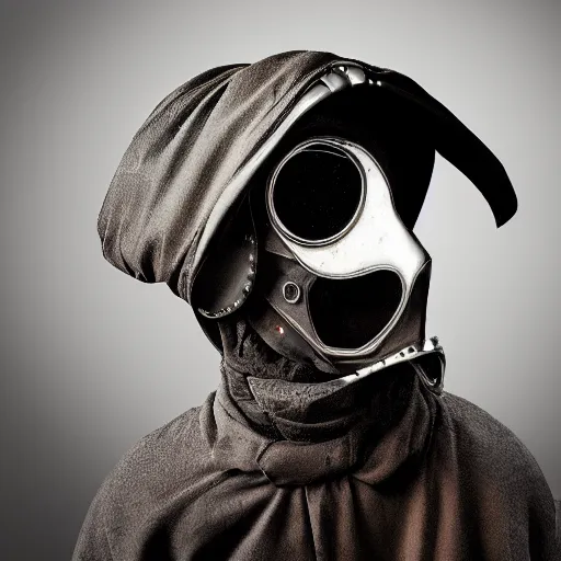 Prompt: cybernetic plague doctor 8 k hyperrealism