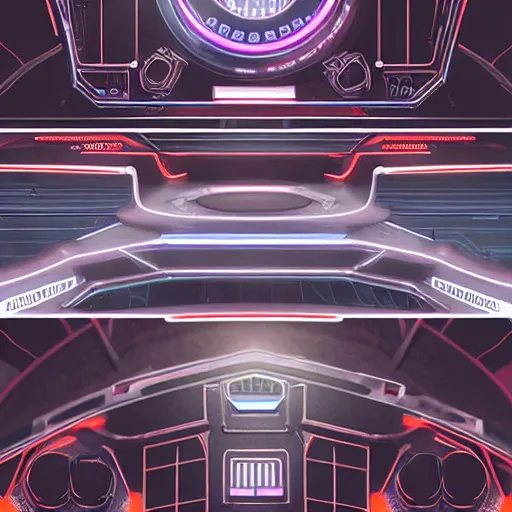 Image similar to sci-fi interface of a spaceship, sharp details, glowing icons, behance