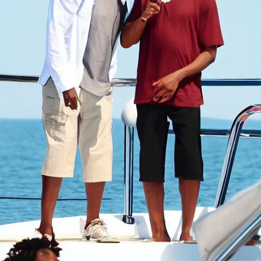 Prompt: will smith & chris rock in love on a yacht