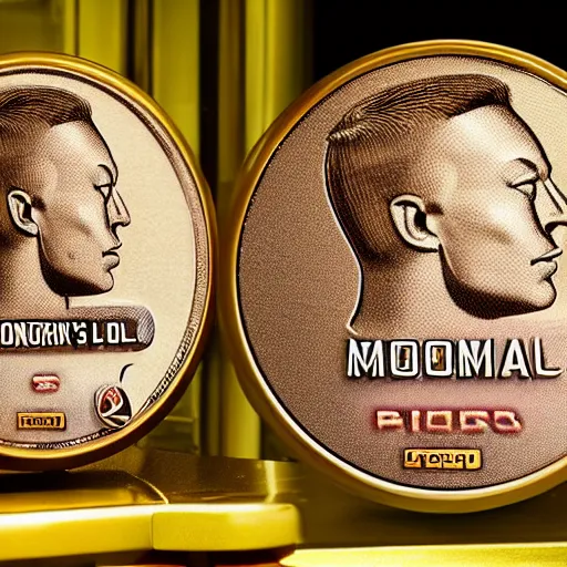 Prompt: Elon Musk's head as a Monopoly token