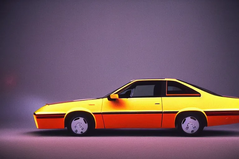 Prompt: designed by Giorgetto Giugiaro stylized poser of a 1989 Chevy Cavalier, thick neon lights, ektachrome photograph, volumetric lighting, f8 aperture, cinematic Eastman 5384 film