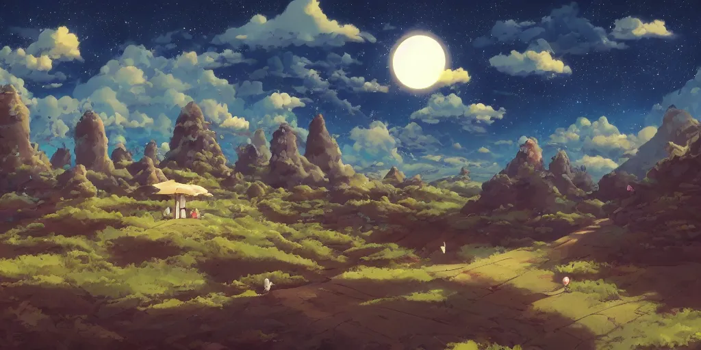 Prompt: Ghibli, good day, space, no people, no man, fantasy, wood, vibrant world, Anime Background, concept art, illustration,smooth, sharp focus, intricate, super wide angle, trending on artstation, trending on deviantart, 4K