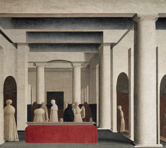 Image similar to drawing of the backrooms by piero della francesca