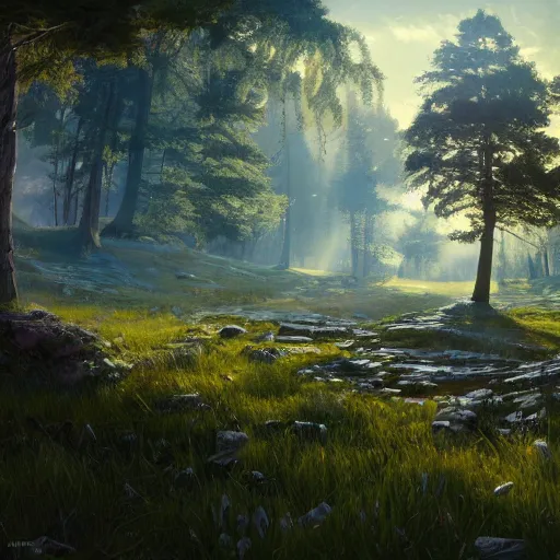 Prompt: a 4 k beautiful scene in early spring showing lively sprigs dslr detailed digital art by ivan shishkin and anton fadeev 4 k hd realism rendered in unreal engine