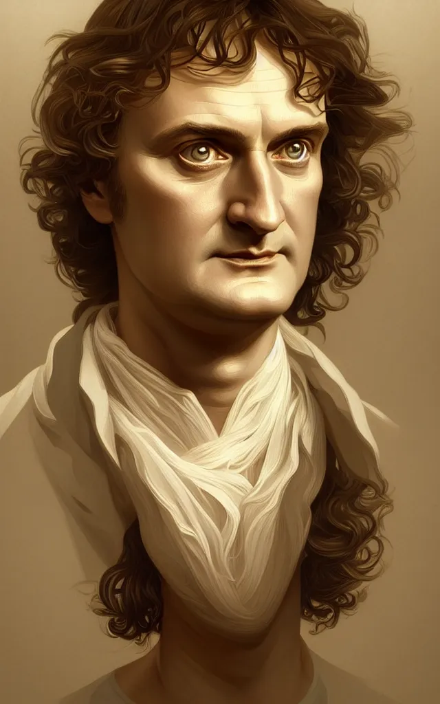 Prompt: symmetry portrait of isaac newton, studio lighting, intricate, elegant, highly detailed, digital painting, artstation, concept art, smooth, sharp focus, illustration, art by artgerm and greg rutkowski and alphonse mucha