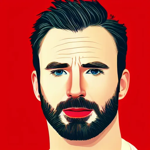 Image similar to portrait of chris evans, highly detailed, centered, solid color background, digital painting