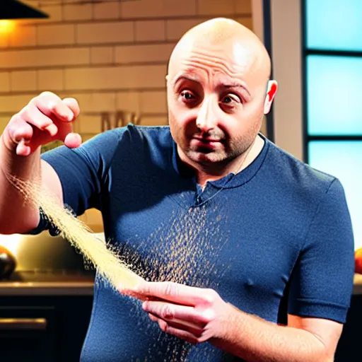 Image similar to joe bastianich puking spaghetti