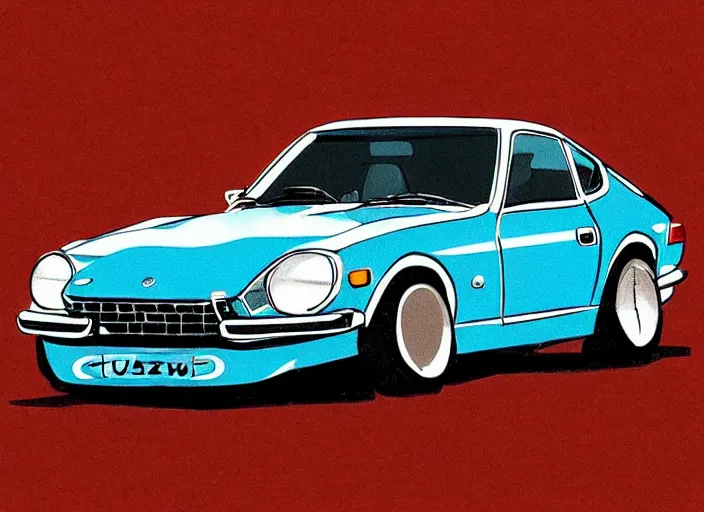 Prompt: a datsun 2 4 0 z in the art style of quentin blake